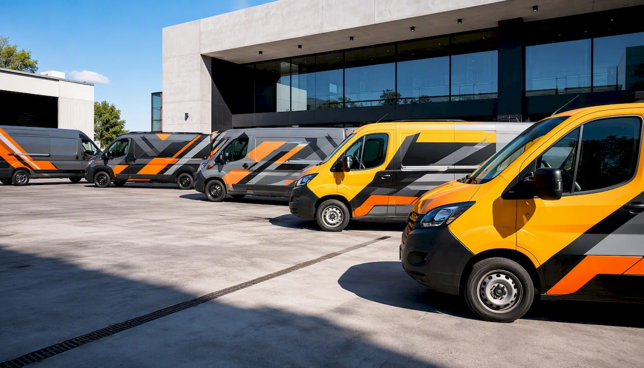 Raleigh fleet vehicles with branded vinyl wraps