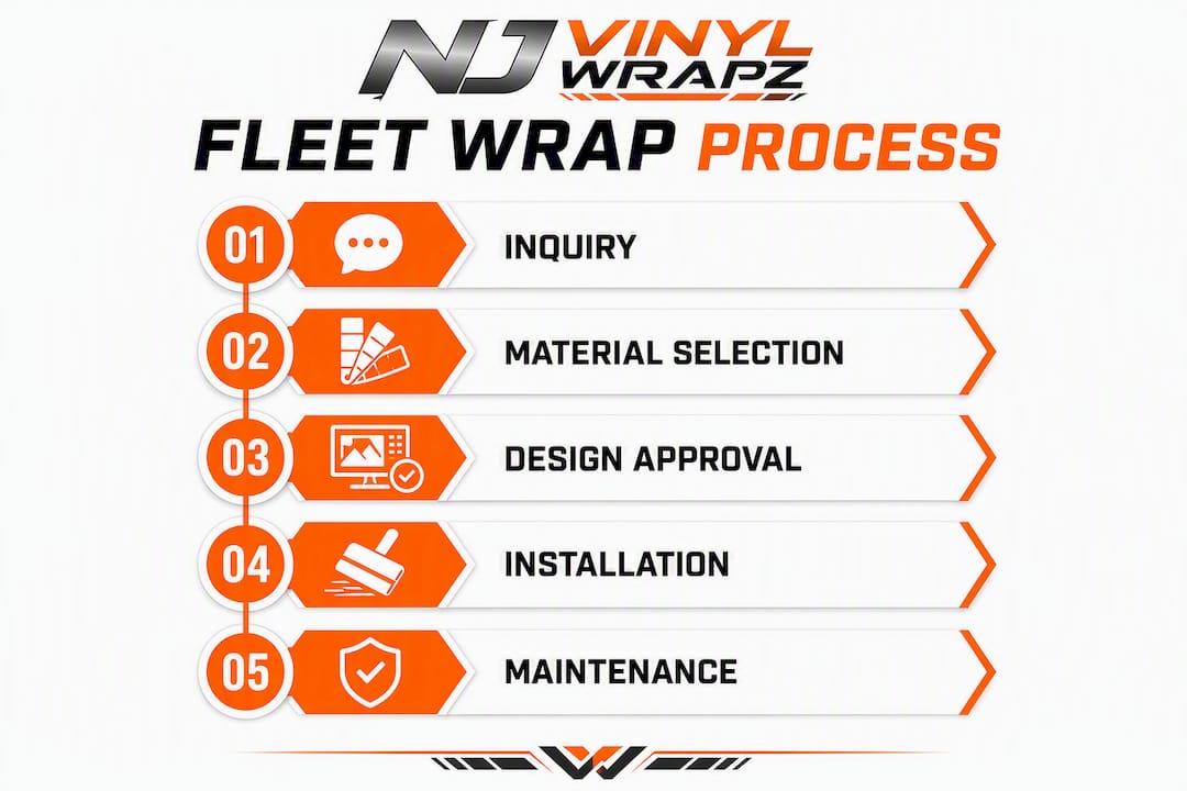 Infographic showing five fleet wrap process steps