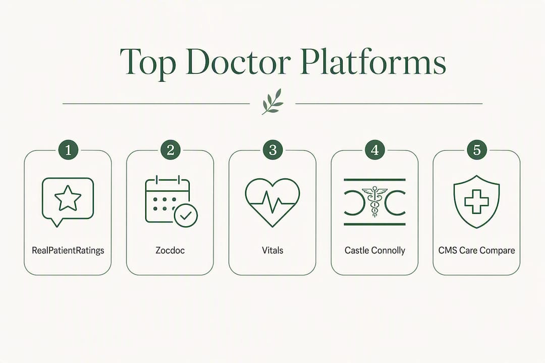 Infographic showing hierarchy of top doctor review platforms
