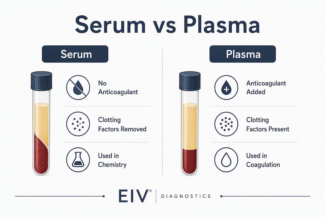 Infographic comparing serum and plasma key differences