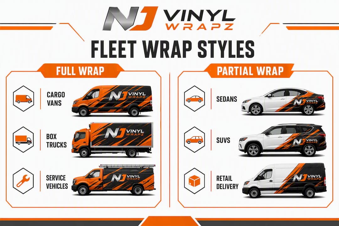 Infographic comparing full wraps versus partial wraps for Columbus fleets