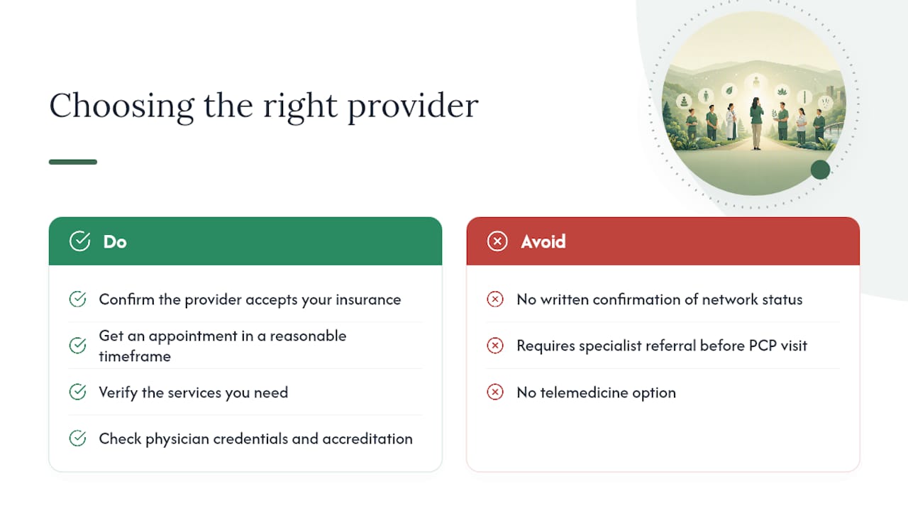 Key criteria for choosing healthcare provider diagram