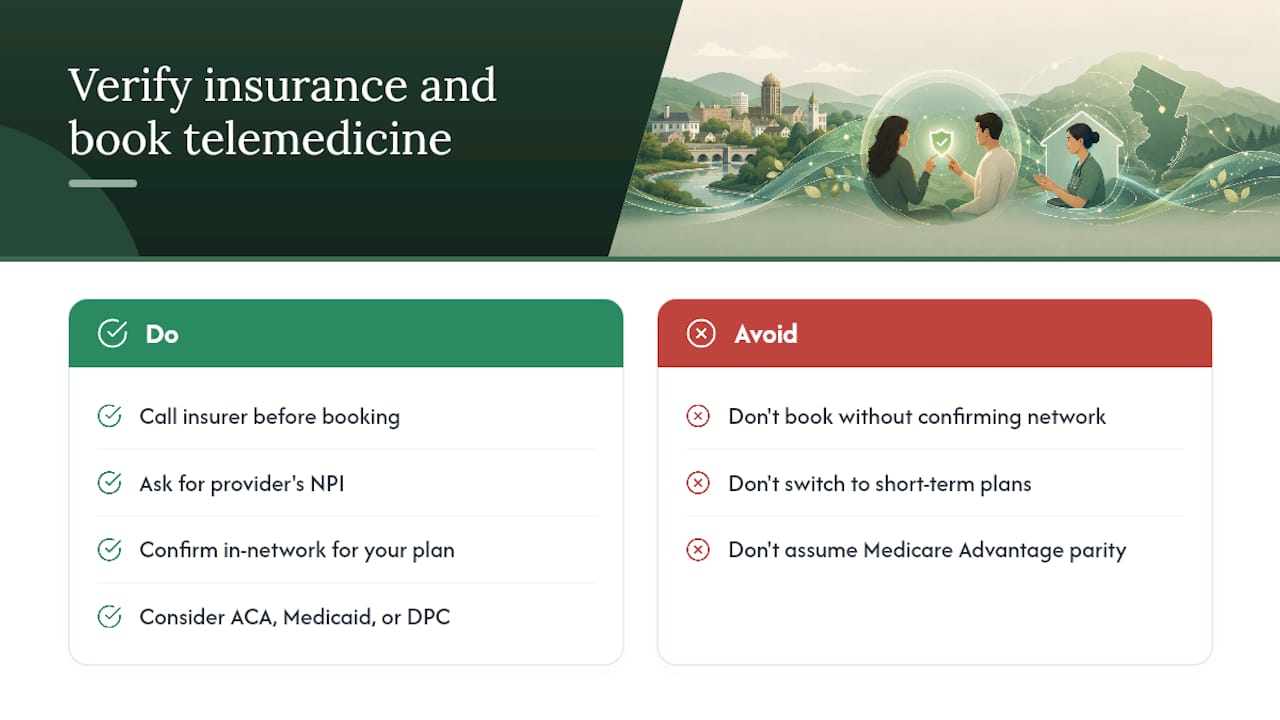 How do you verify insurance and book a telemedicine visit? — overview diagram