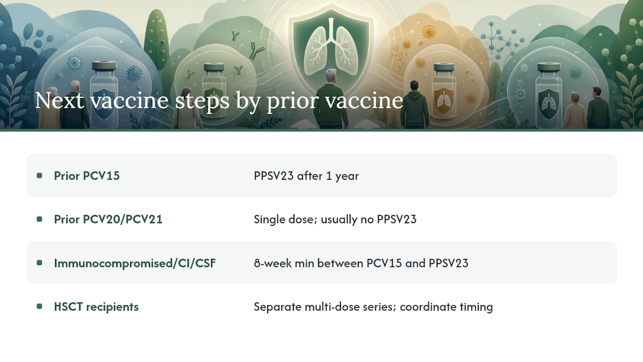 Recommended pneumococcal vaccine sequences and timing