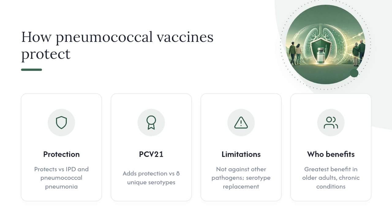 How well pneumococcal vaccines protect you — overview diagram