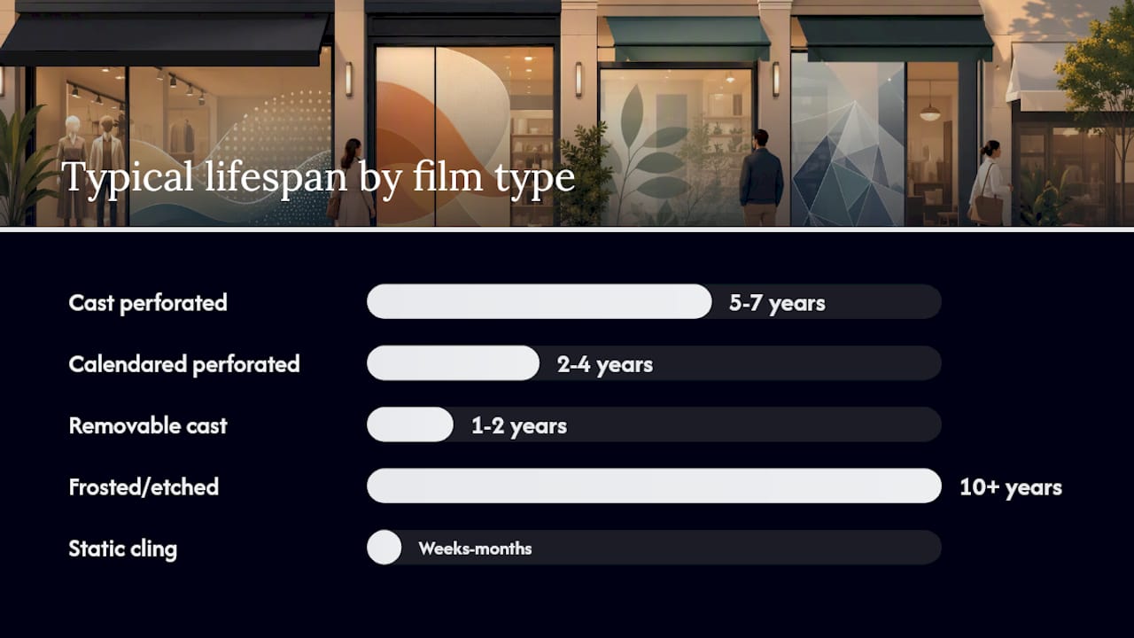 Comparative infographic of storefront films features