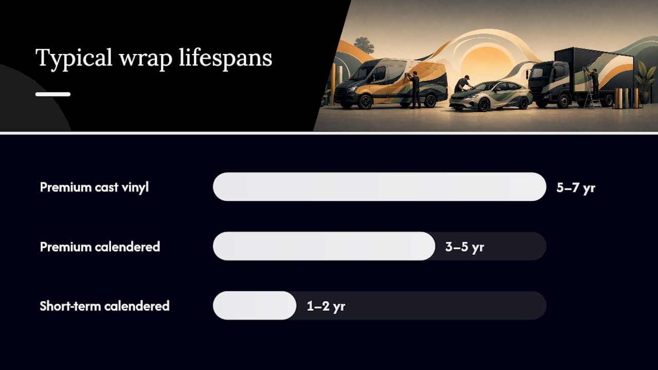 Comparison chart of wrap film types and durability