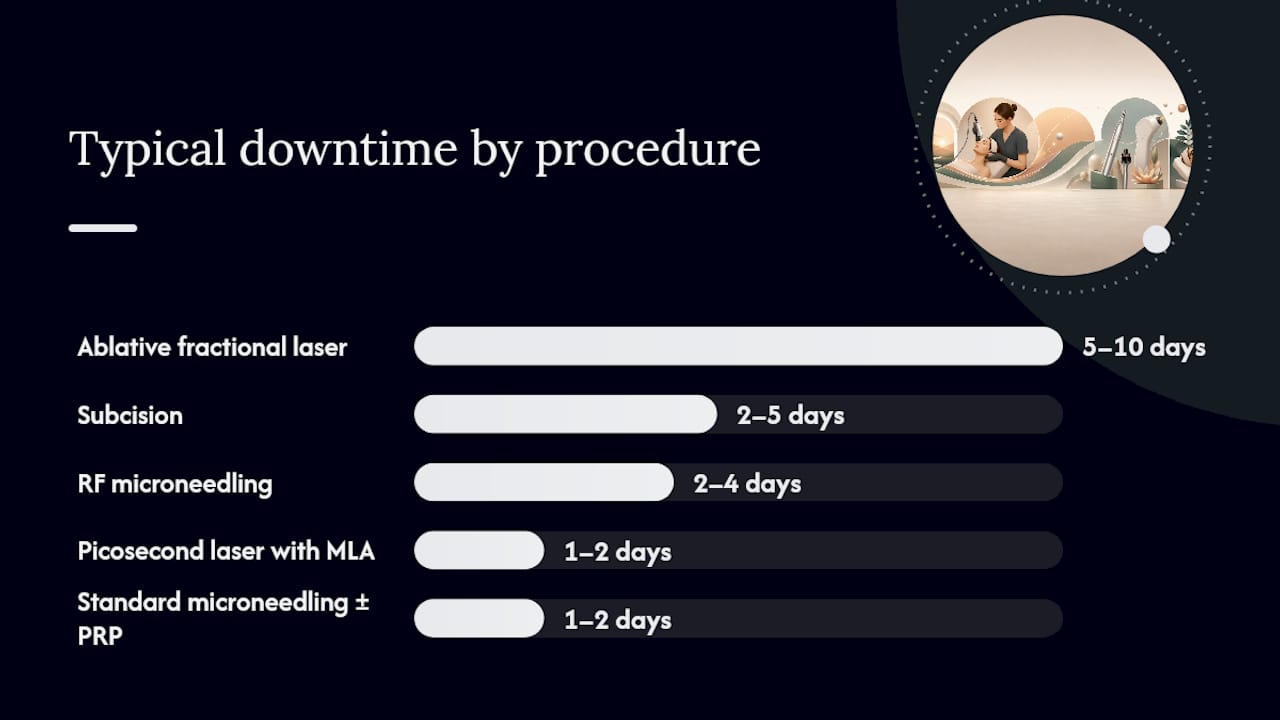Diagram comparing acne scar treatment procedures