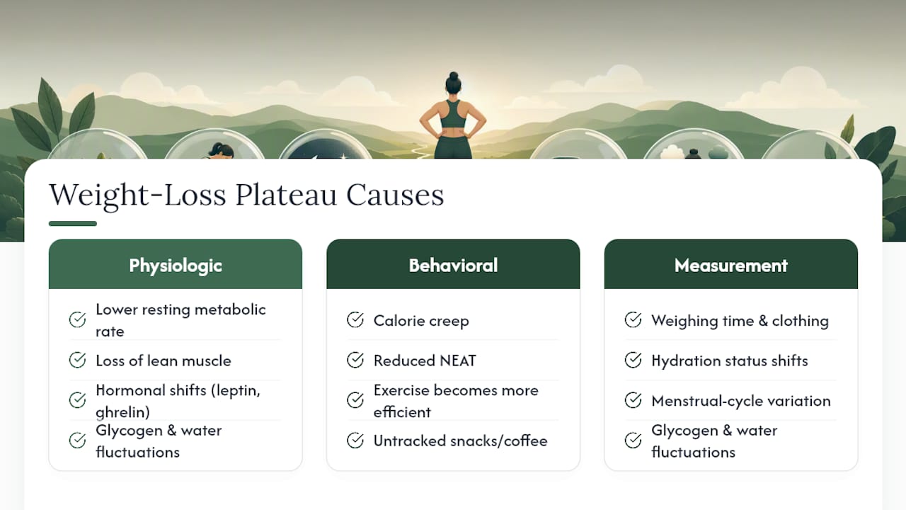 Diagram of causes of weight loss plateau