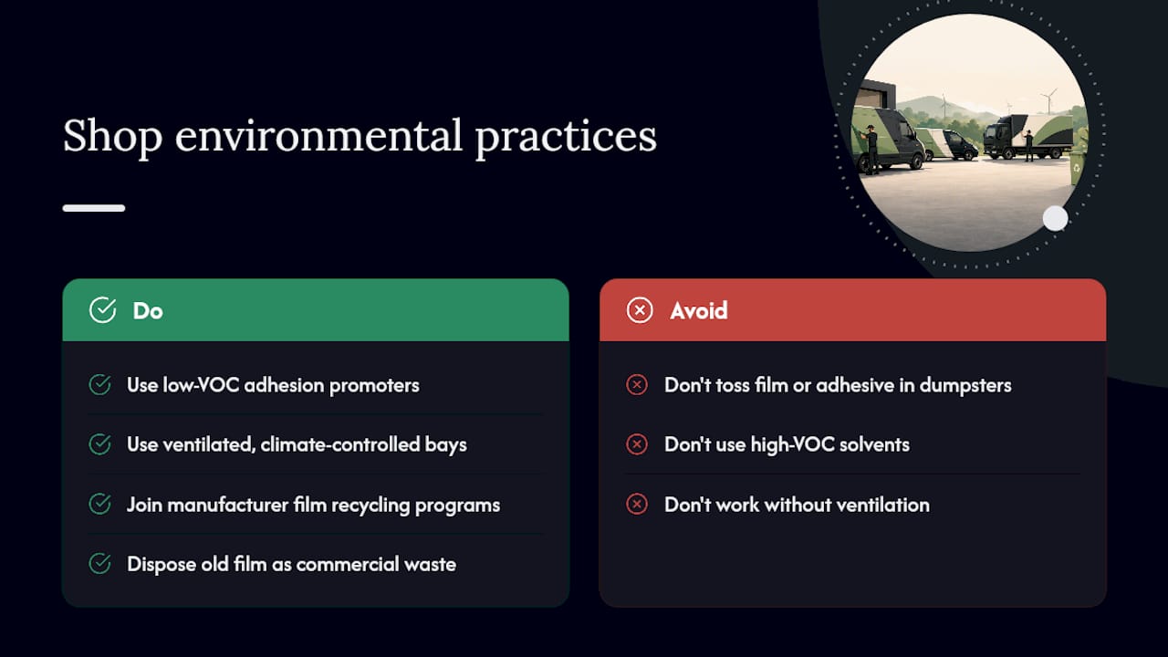 Diagram of environmental practices in wrap shops