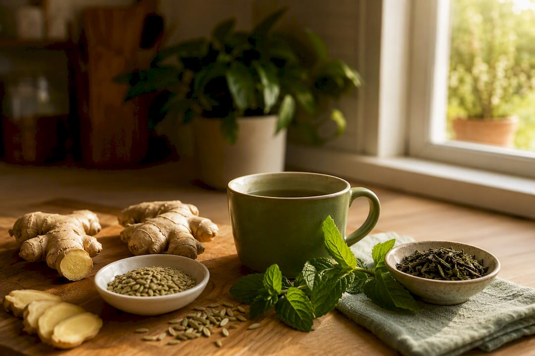 Natural foods aiding digestion before ultrasound