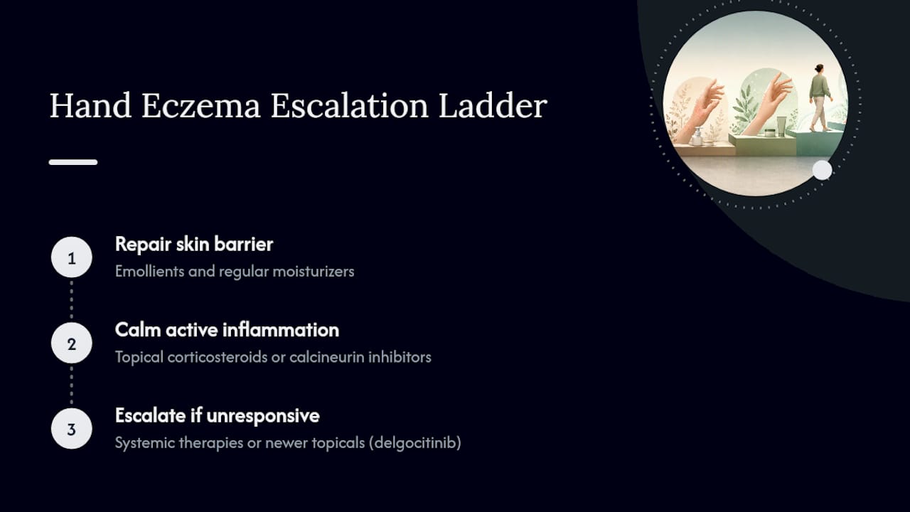 Diagram of hand eczema treatment escalation ladder