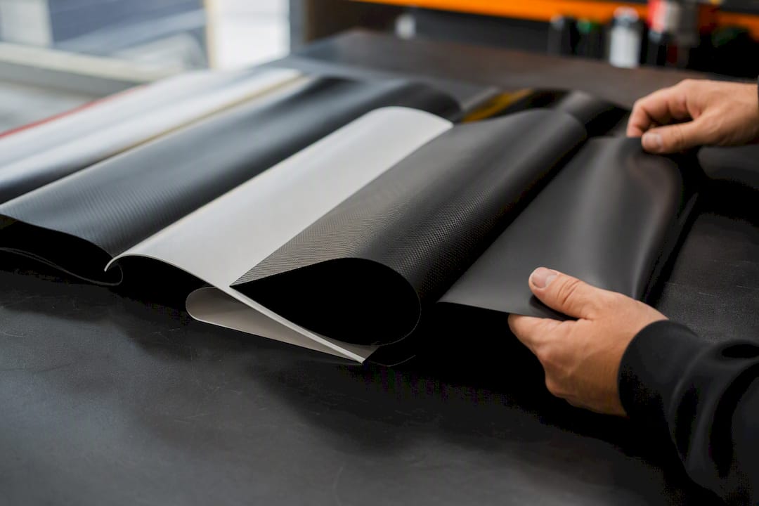 Close-up comparison of vinyl wrap materials
