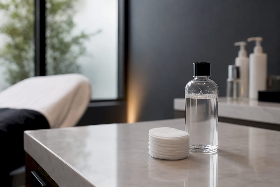 Bottle and cotton pads for superficial peel