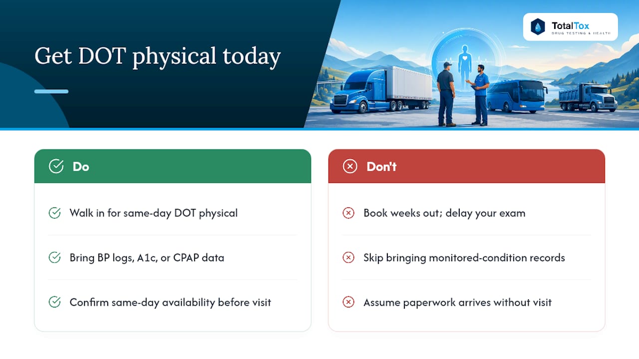 Get your DOT physical done today, not next week — overview diagram