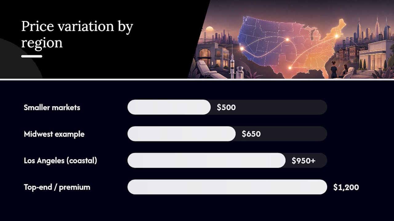 Diagram of lip filler price variation by US region