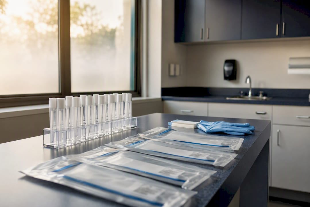 Specimen collection countertop with oral fluid devices