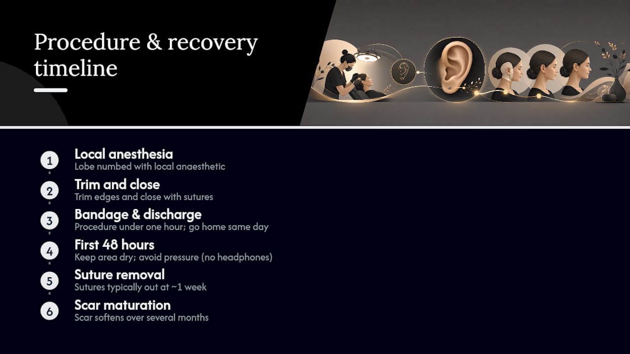 Earlobe repair procedure and recovery timeline