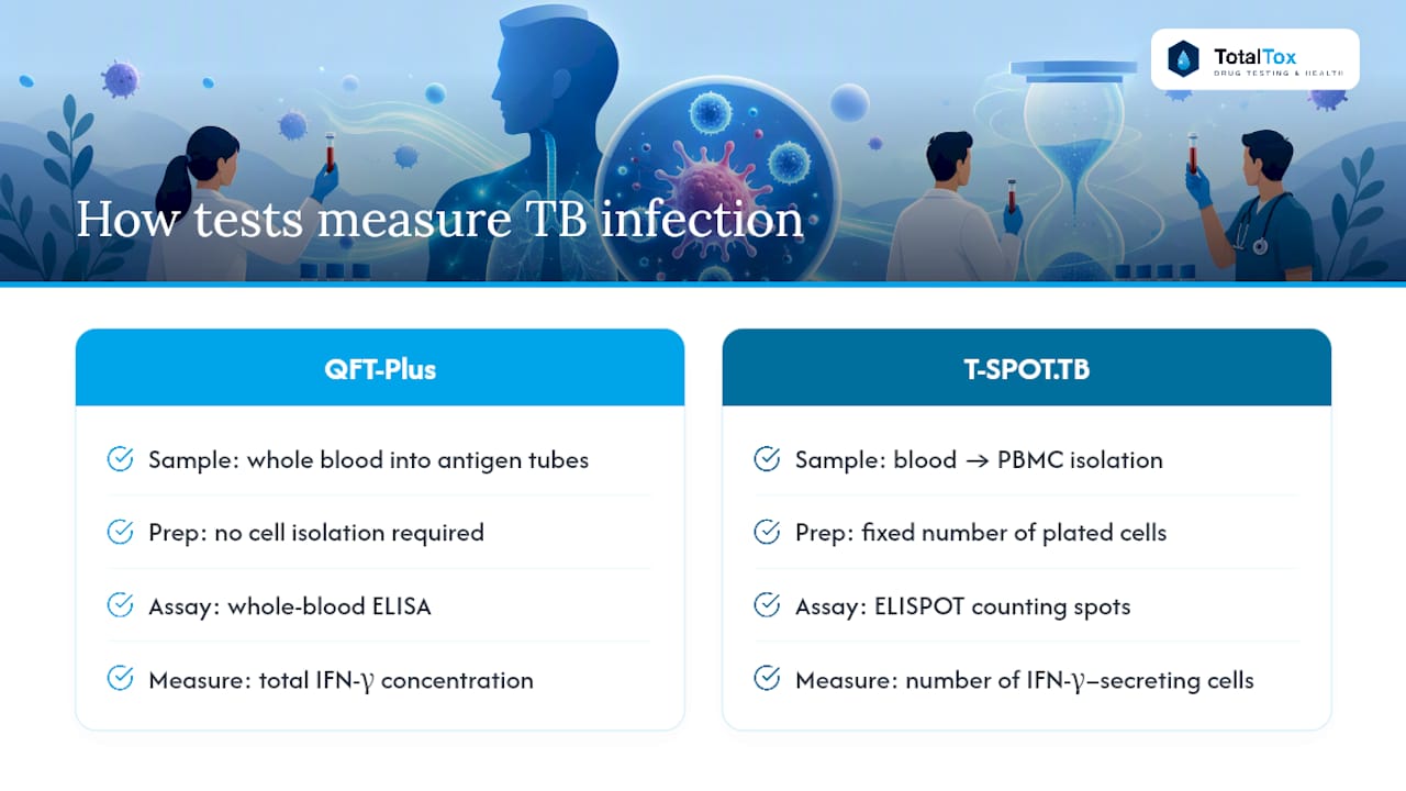 Comparison of QuantiFERON and T-SPOT mechanisms