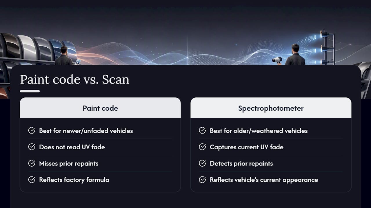 Paint code and digital scan comparison