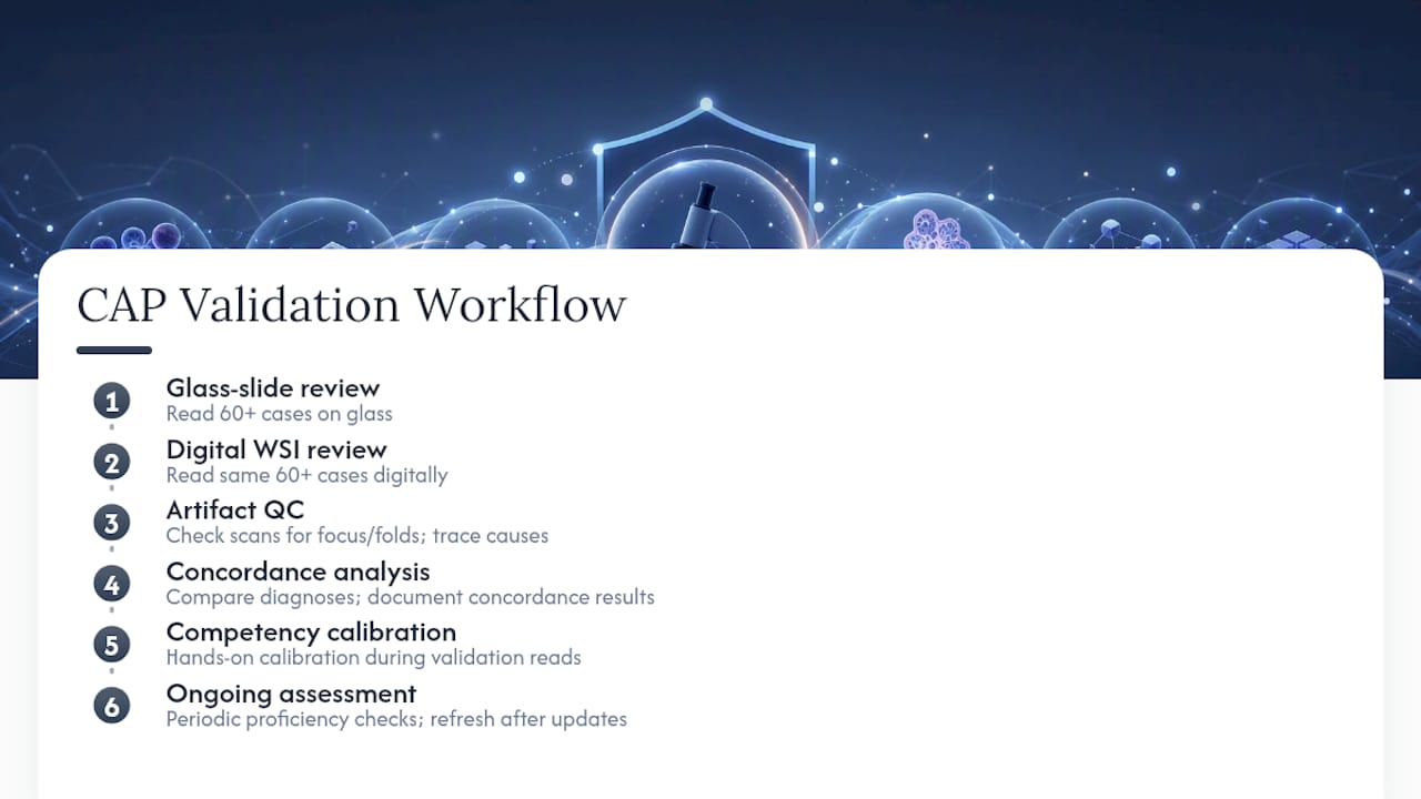 CAP validation workflow using 60 pathology cases
