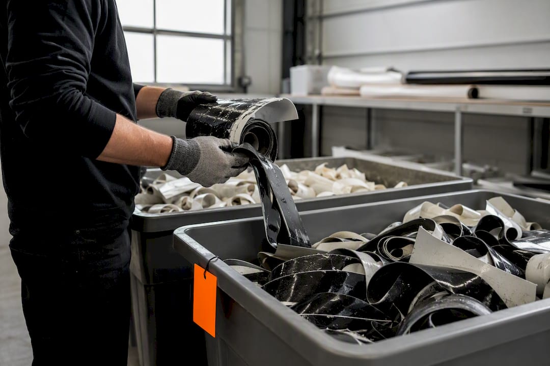 Removed vinyl sorted for commercial recycling