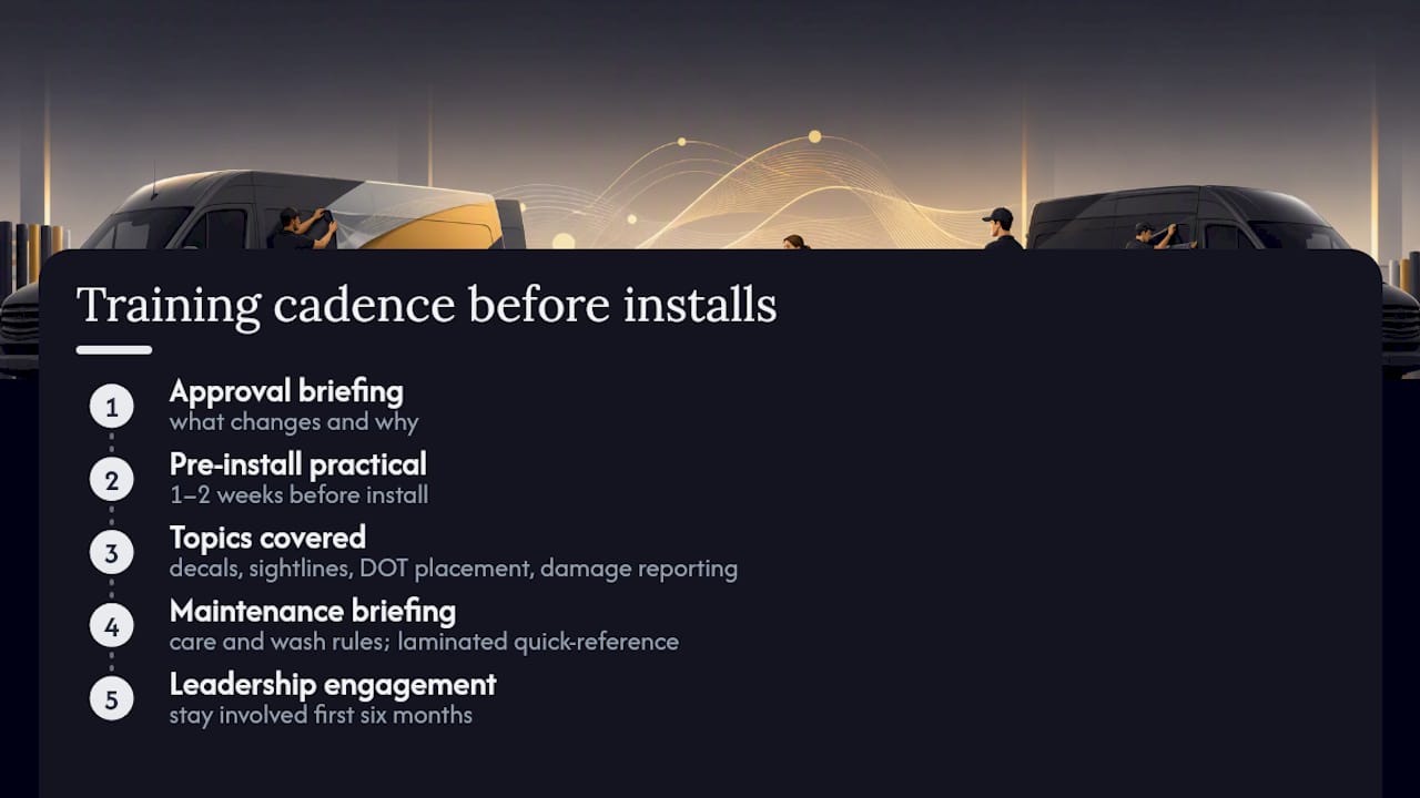 Two-session fleet branding training timeline