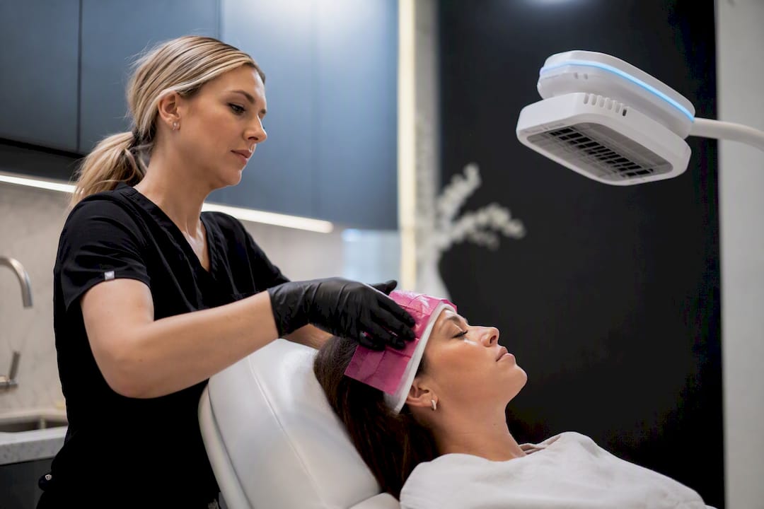 Patient prepared for photodynamic therapy treatment