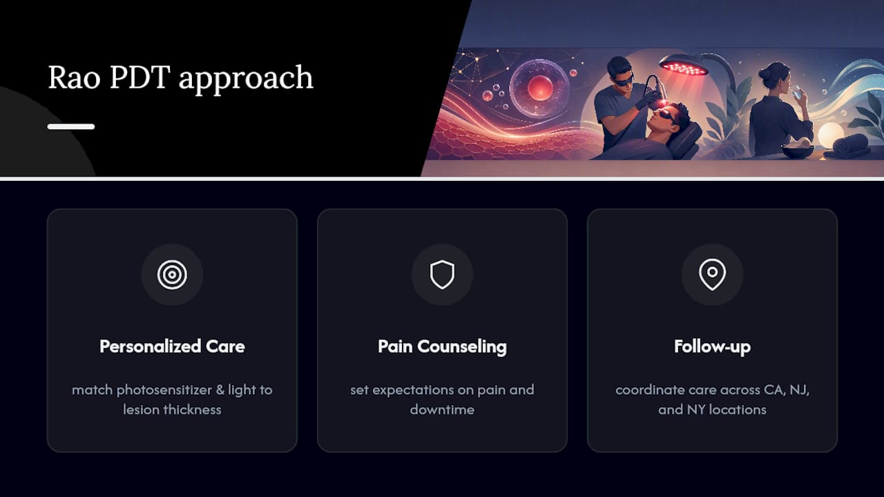 Rao Dermatology's Approach to Photodynamic Therapy — overview diagram