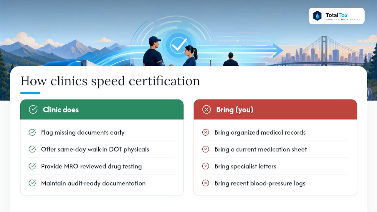 How a DOT-Focused Clinic Speeds Up Certification — overview diagram