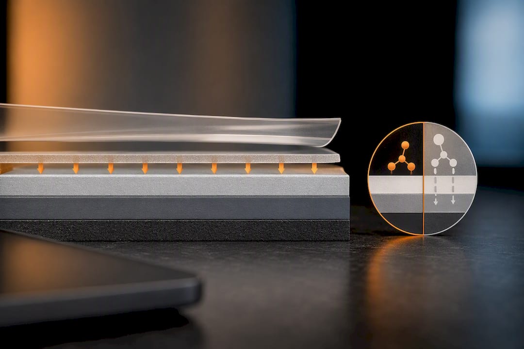 Illustration of vinyl adhesive over clear coat