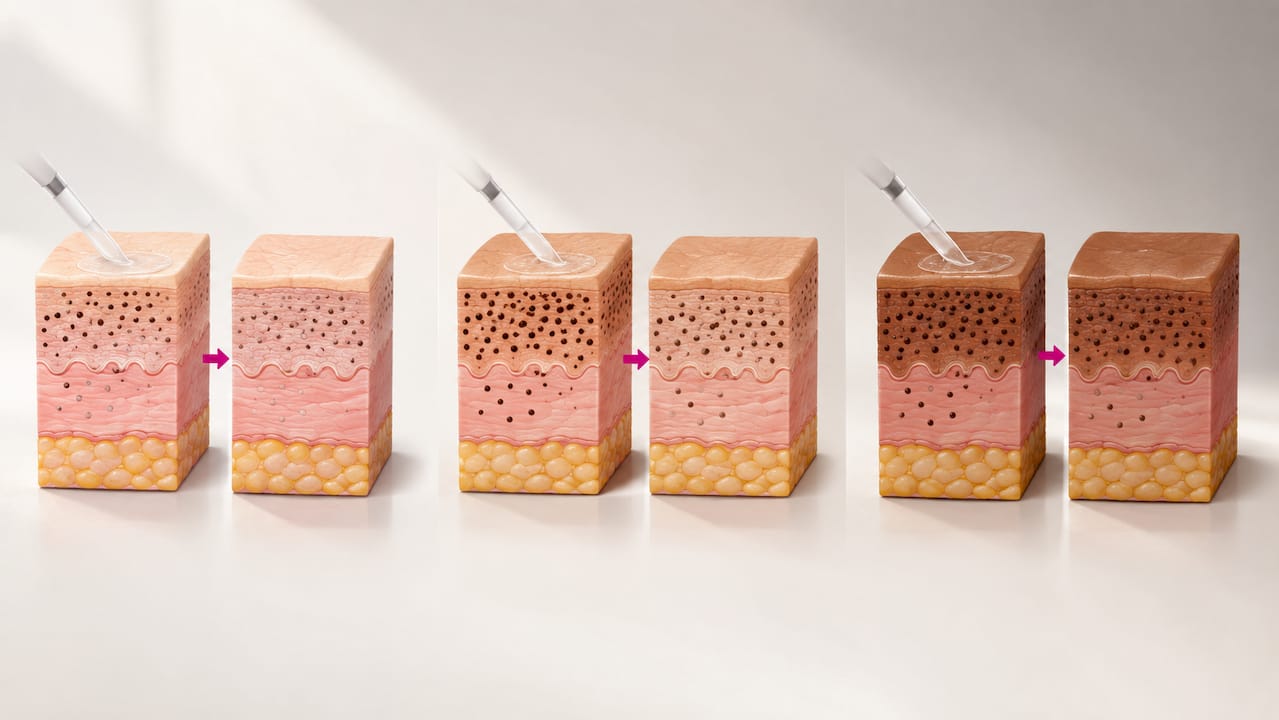 Illustration of pigment changes after chemical peel