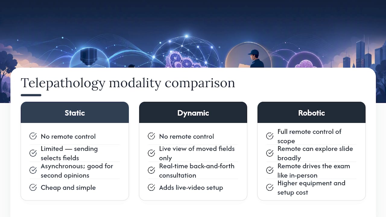 Comparison of four telepathology modalities