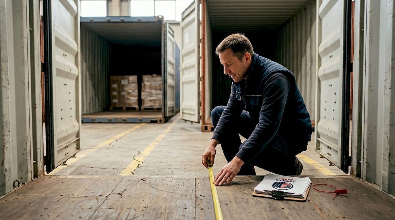 Supervisor comparing 20ft and 40ft containers