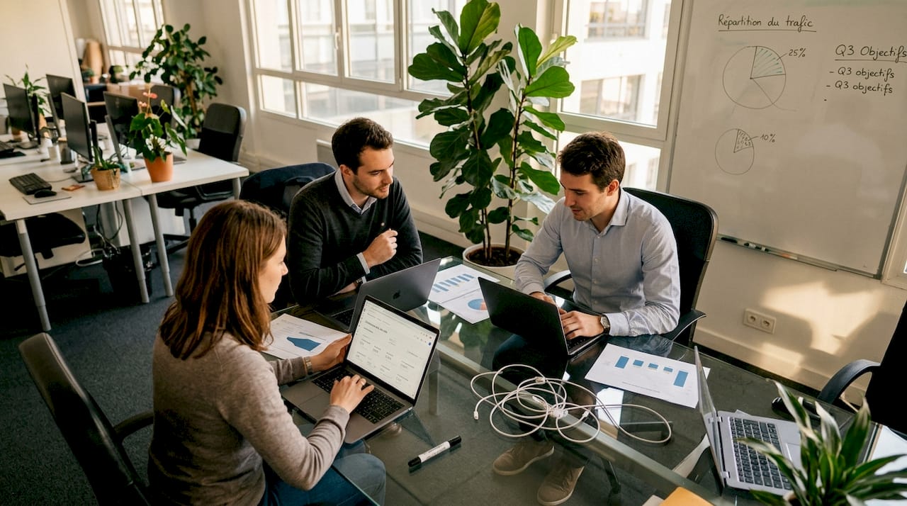 L’équipe analyse ensemble les performances des contenus.