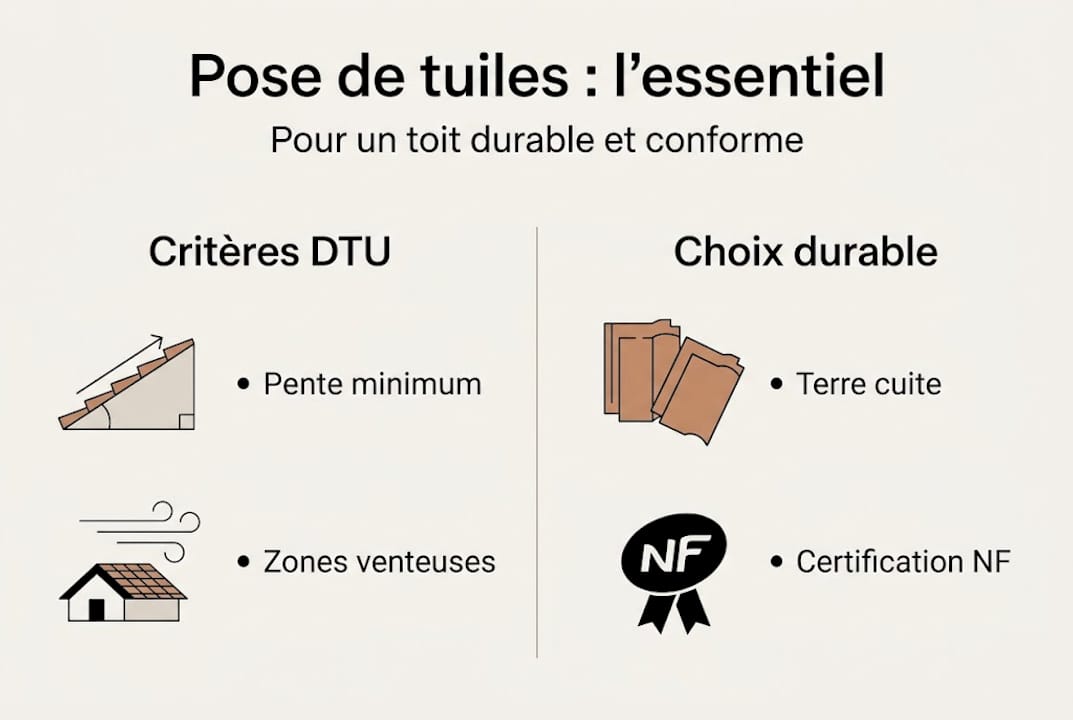 Infographie : comment bien choisir ses tuiles selon les critères essentiels et les normes DTU