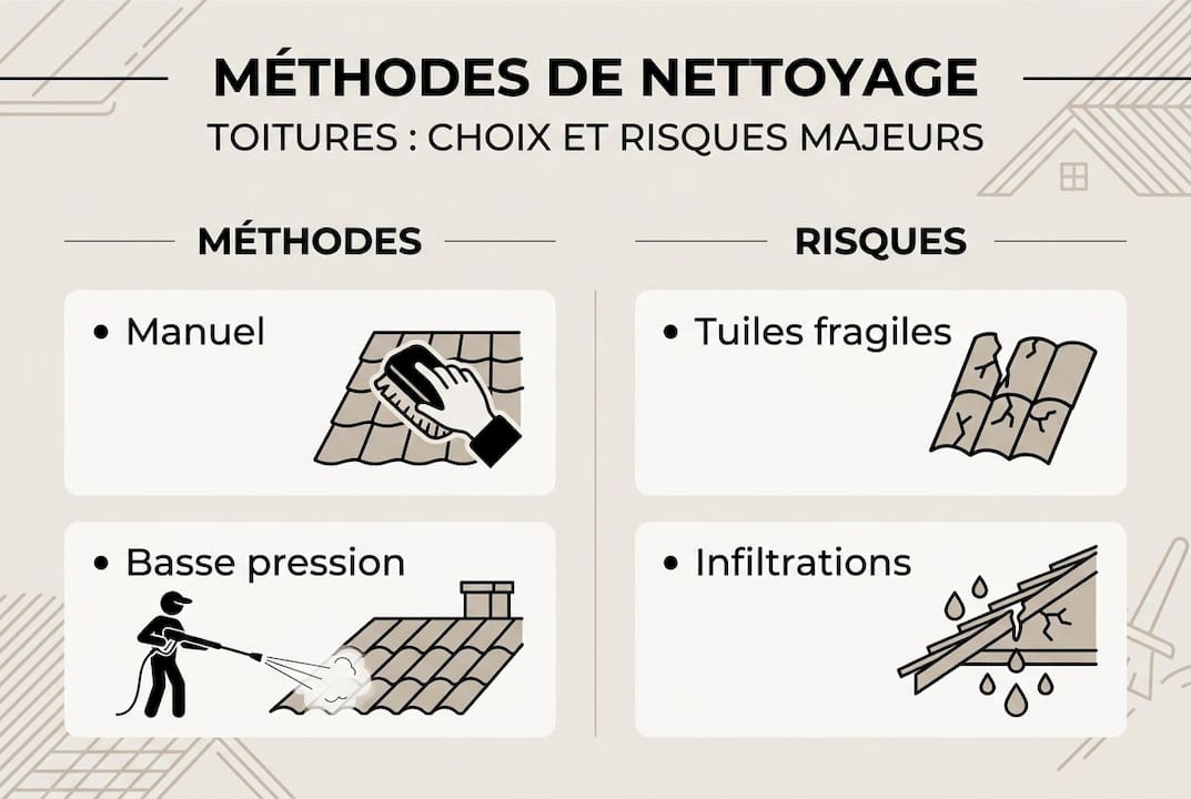 Infographie : tout savoir sur les techniques de nettoyage de toiture et les précautions à prendre
