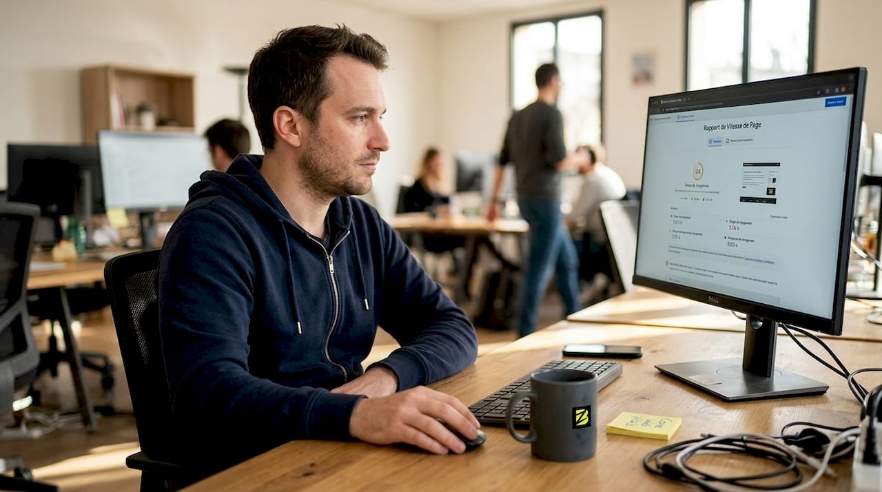 Un développeur en train d’analyser les indicateurs de performance de son site web