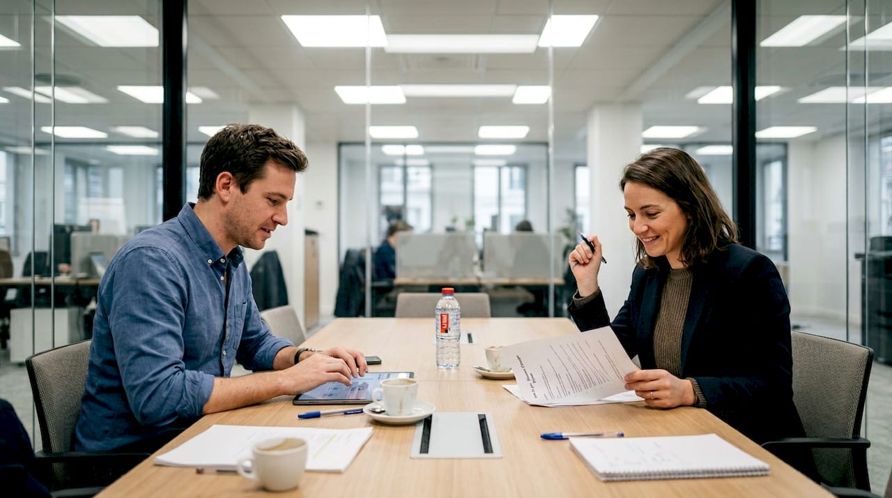 Réunion informelle de l’équipe PME dans la salle de conférence