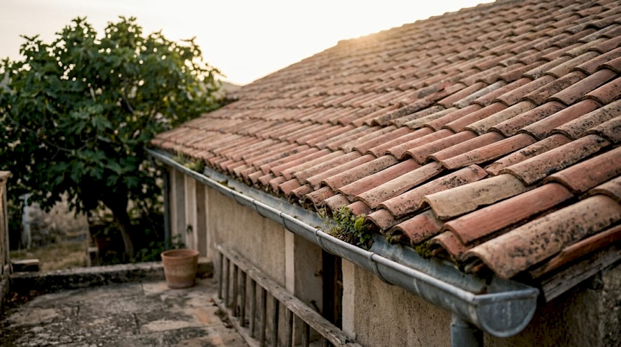 Maison typique du Sud avec un toit en tuiles rouges à la pente douce