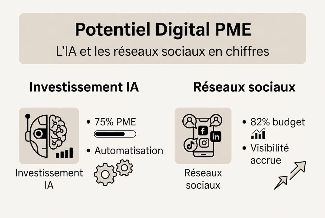L’intelligence artificielle et les réseaux sociaux au service des PME : ce que révèle notre infographie
