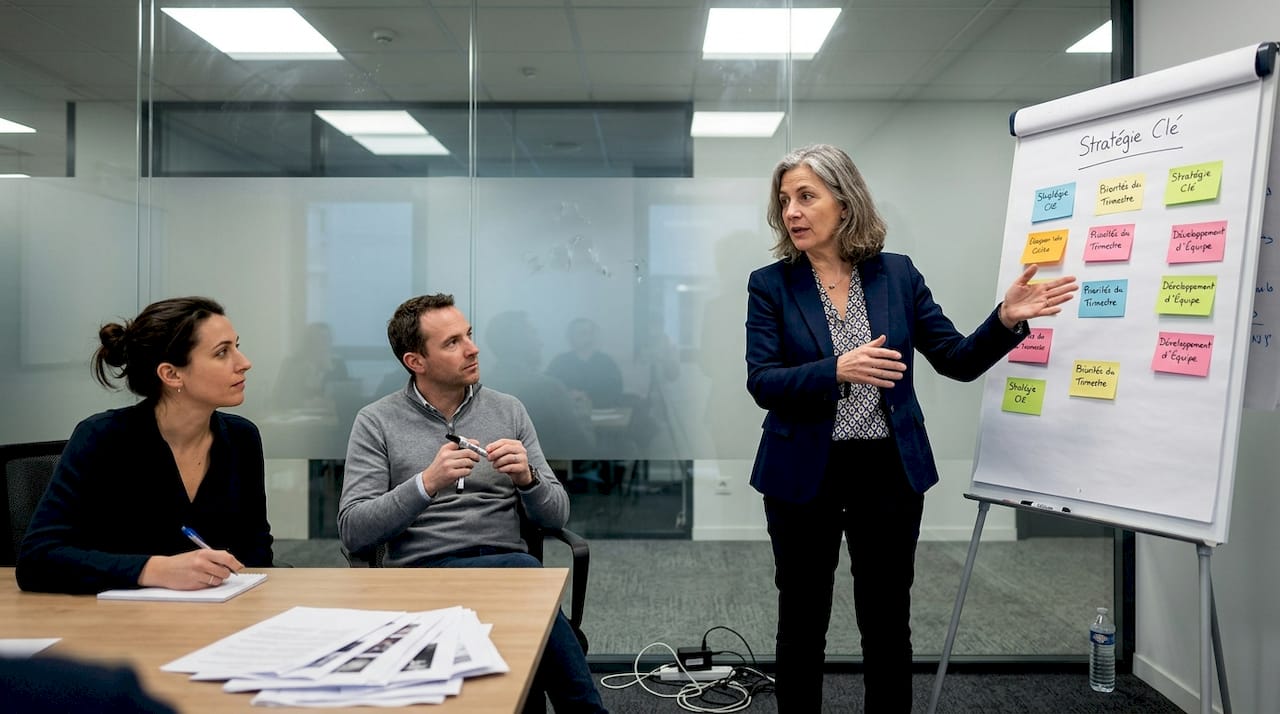Un manager anime un atelier sur le leadership inclusif.
