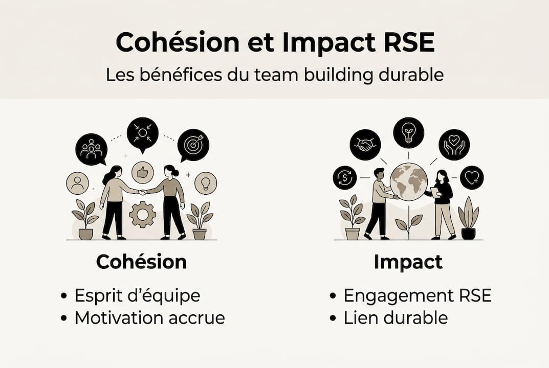 Infographie : pourquoi miser sur le team building engagé ? Les atouts de la RSE pour renforcer la cohésion d’équipe