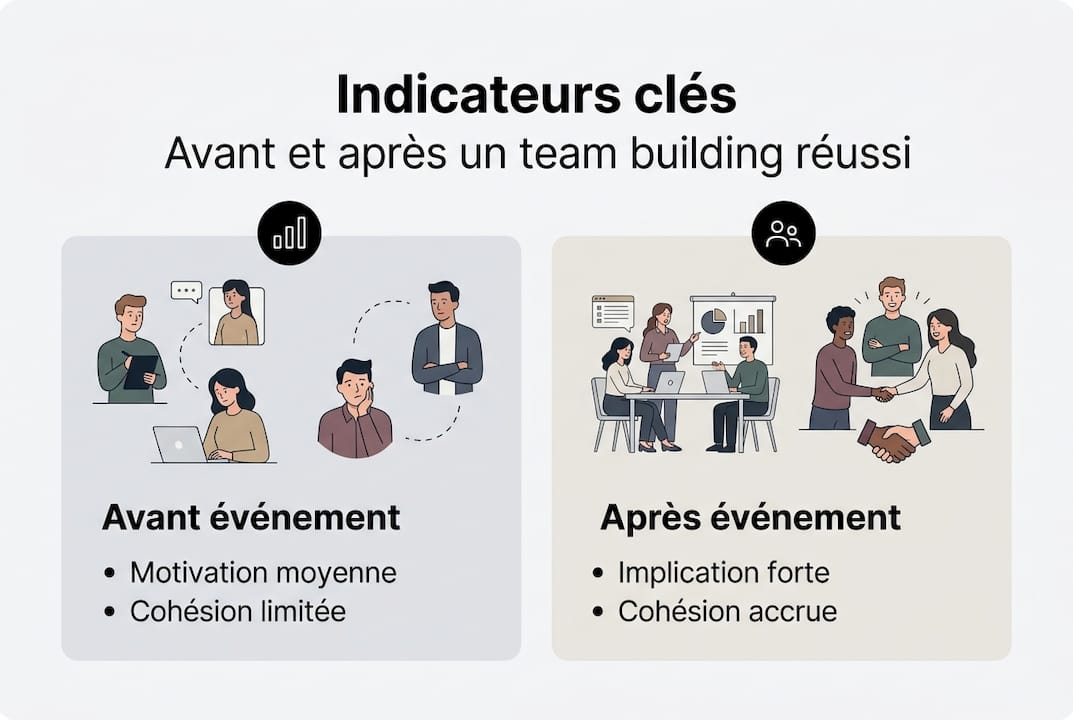 Visuel mettant en avant les principaux indicateurs de cohésion d’équipe