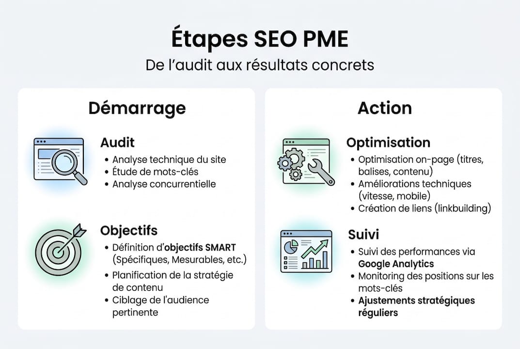Infographie : les étapes indispensables du référencement naturel pour les petites entreprises