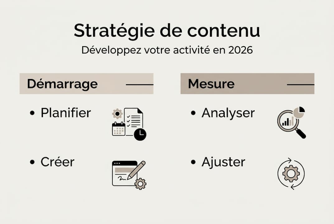 Découvrez, en un coup d’œil, les différentes étapes clés pour bâtir une stratégie de contenu efficace grâce à notre infographie.