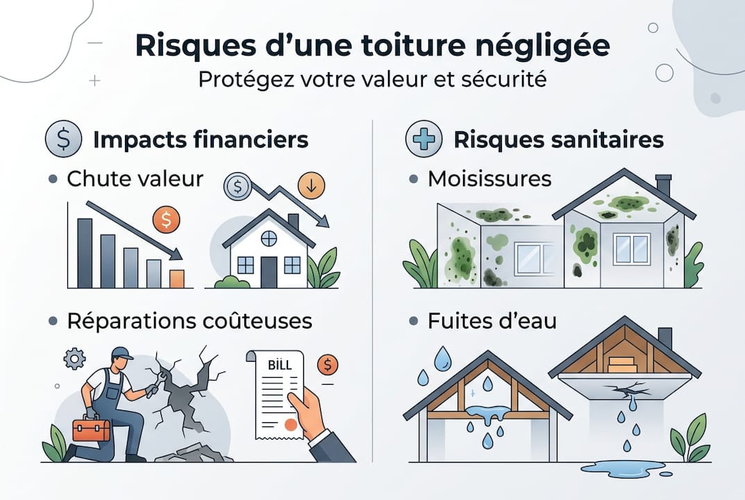 Infographie : les dangers d’une toiture mal entretenue et les bons réflexes pour les éviter