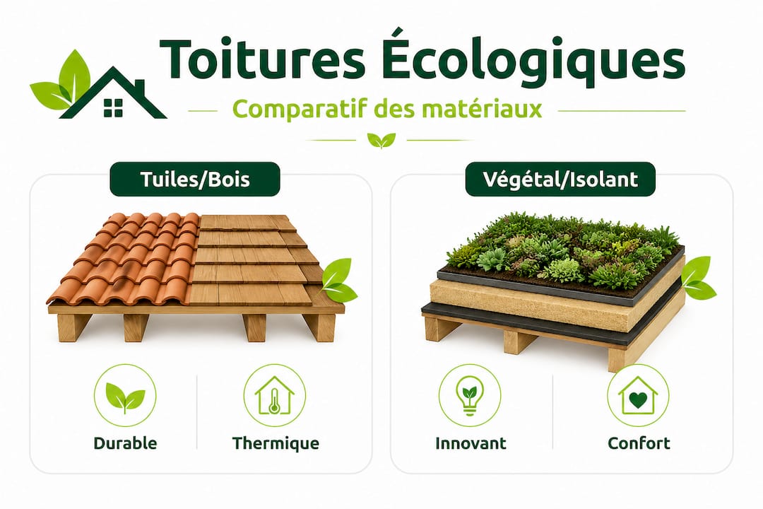 Comparatif visuel des différentes options de toitures écologiques