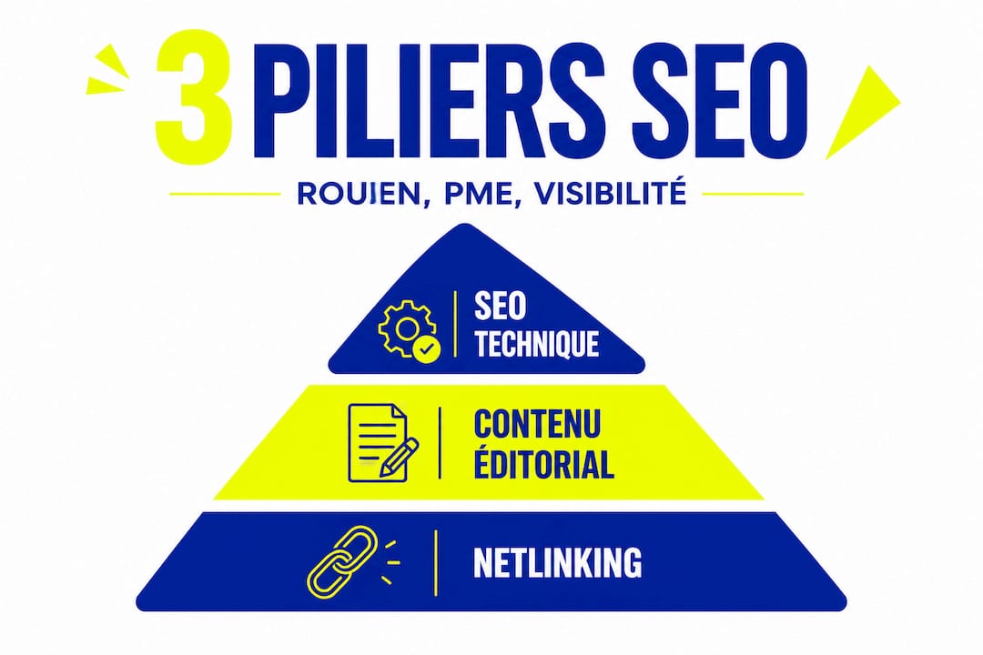 La pyramide des trois fondements du SEO en infographie