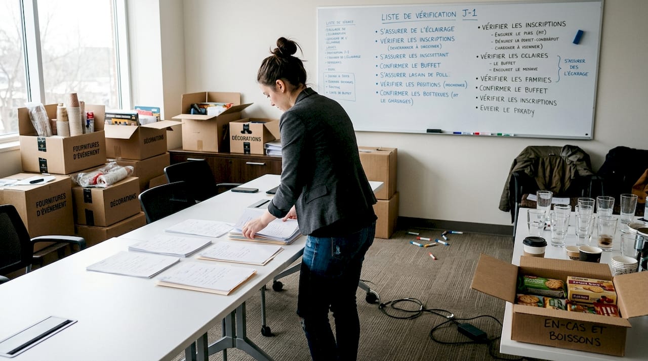 L’assistante s’occupe de l’organisation d’un événement professionnel.